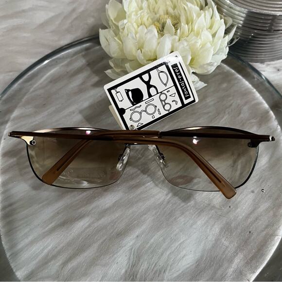 NEW Fantas-Eyes Y2K Square Oval Metal Half Rim Gradient Aviator Sunglasses NWT - Picture 2 of 14